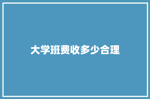 大学班费收多少合理