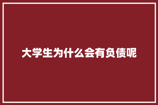 大学生为什么会有负债呢