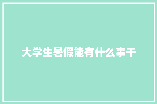 大学生暑假能有什么事干