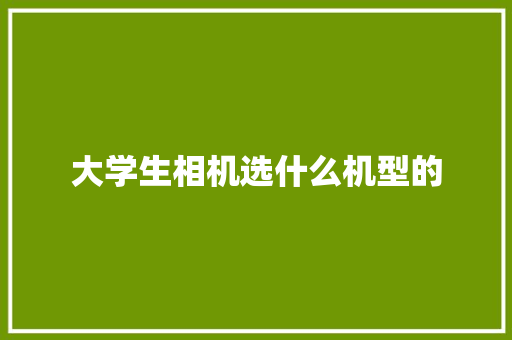 大学生相机选什么机型的