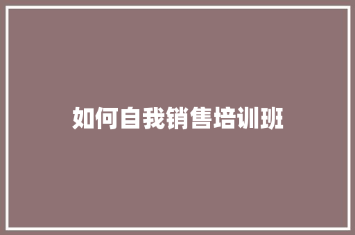 如何自我销售培训班