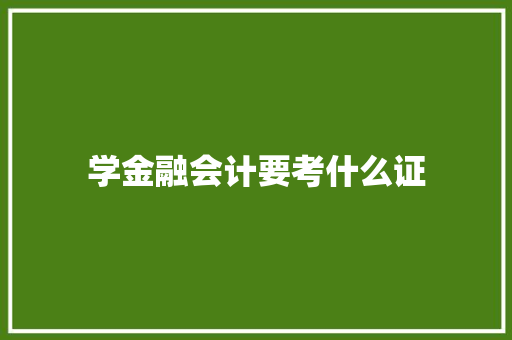 学金融会计要考什么证
