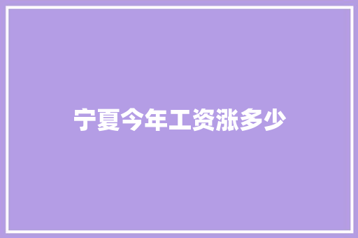 宁夏今年工资涨多少