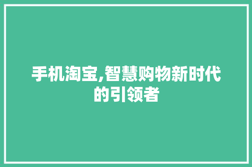 手机淘宝,智慧购物新时代的引领者