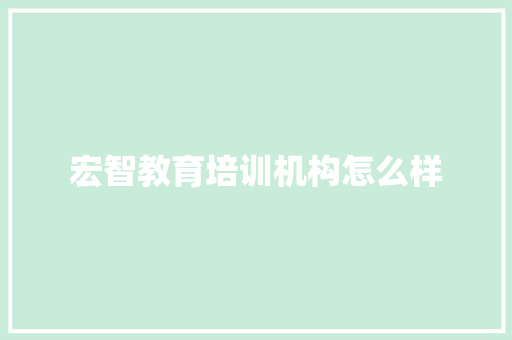 宏智教育培训机构怎么样