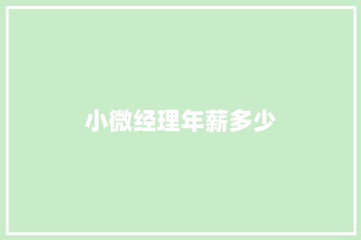 小微经理年薪多少