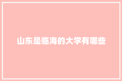 山东是临海的大学有哪些