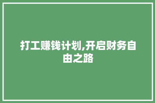 打工赚钱计划,开启财务自由之路