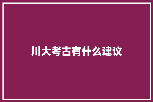 川大考古有什么建议
