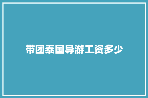 带团泰国导游工资多少