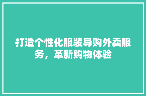 打造个性化服装导购外卖服务，革新购物体验