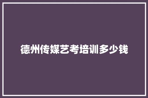 德州传媒艺考培训多少钱