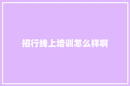招行线上培训怎么样啊