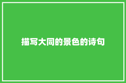 描写大同的景色的诗句