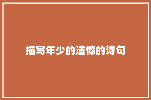描写年少的遗憾的诗句