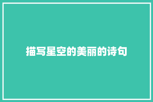 描写星空的美丽的诗句
