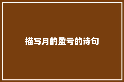 描写月的盈亏的诗句