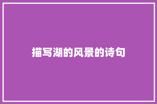 描写湖的风景的诗句