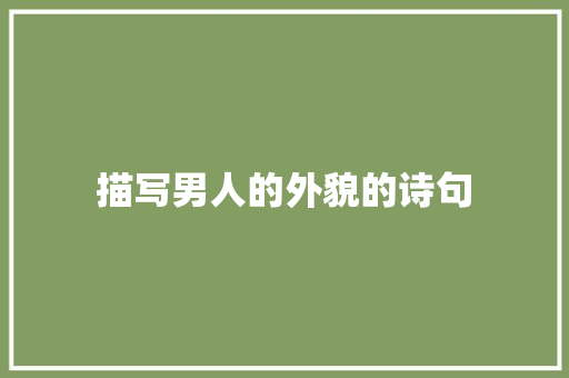 描写男人的外貌的诗句