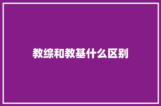 教综和教基什么区别