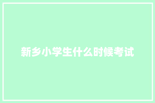 新乡小学生什么时候考试