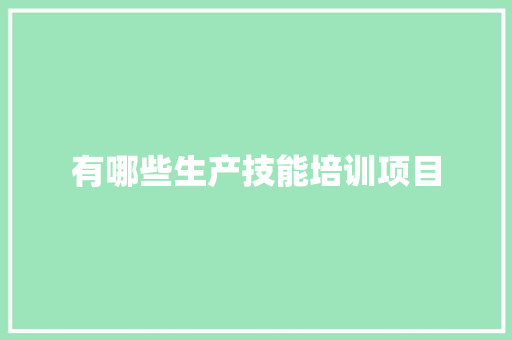 有哪些生产技能培训项目