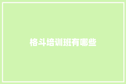 格斗培训班有哪些
