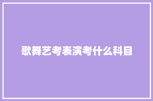 歌舞艺考表演考什么科目