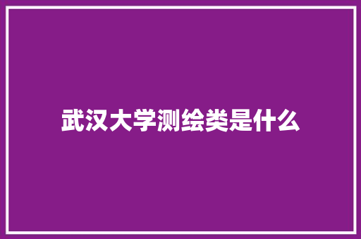 武汉大学测绘类是什么
