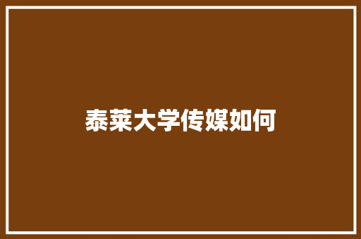泰莱大学传媒如何
