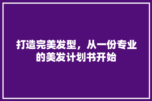 打造完美发型，从一份专业的美发计划书开始