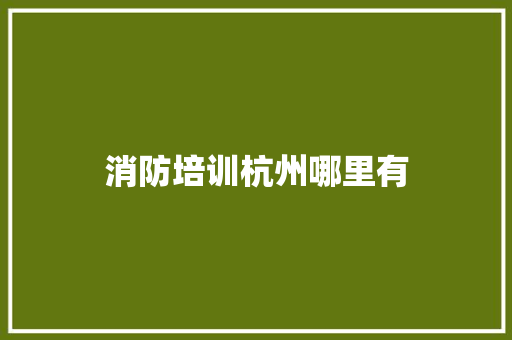 消防培训杭州哪里有