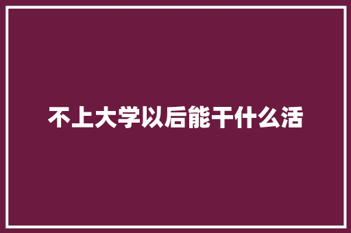 不上大学以后能干什么活