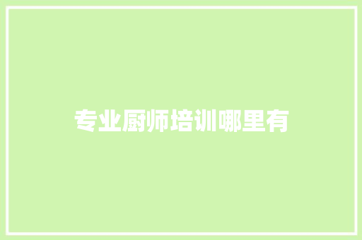 专业厨师培训哪里有