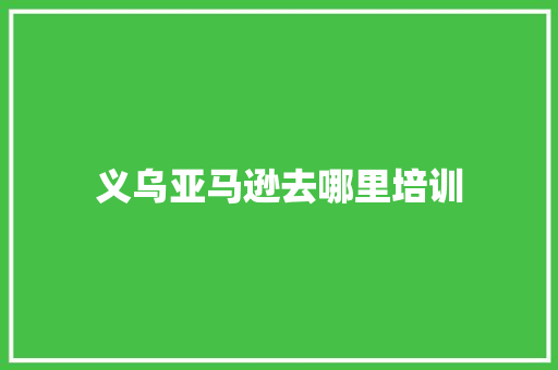 义乌亚马逊去哪里培训