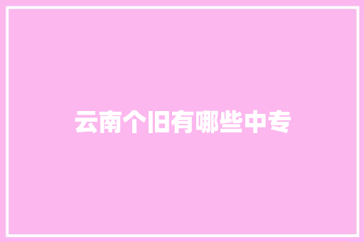 云南个旧有哪些中专