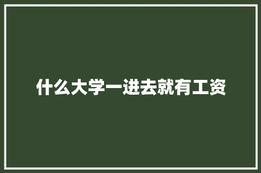 什么大学一进去就有工资