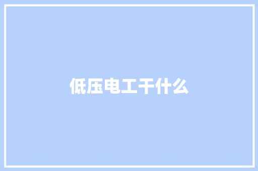 低压电工干什么