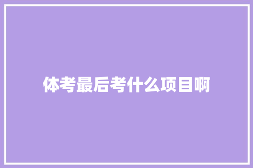 体考最后考什么项目啊