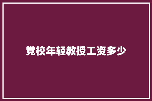 党校年轻教授工资多少