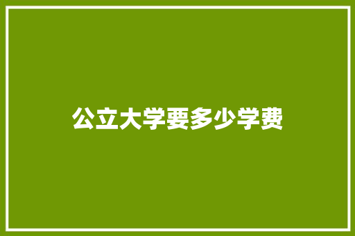 公立大学要多少学费