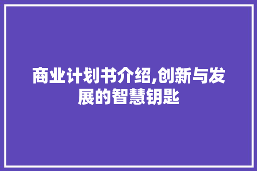 商业计划书介绍,创新与发展的智慧钥匙