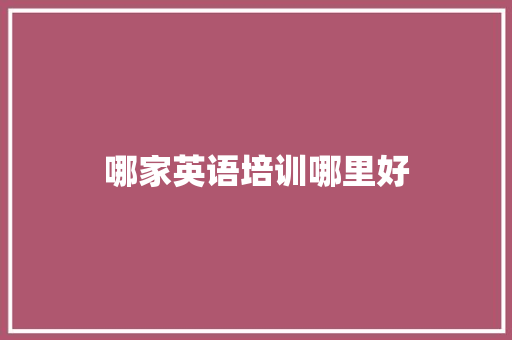 哪家英语培训哪里好