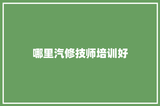 哪里汽修技师培训好