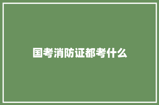 国考消防证都考什么