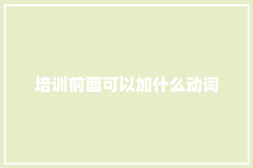 培训前面可以加什么动词