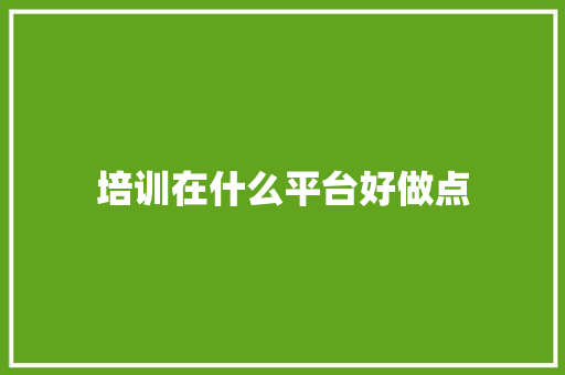 培训在什么平台好做点