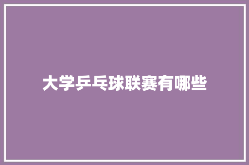 大学乒乓球联赛有哪些