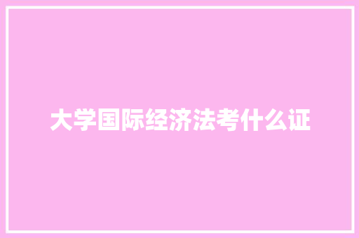 大学国际经济法考什么证