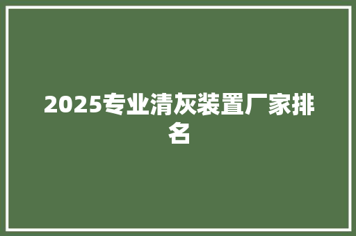 2025专业清灰装置厂家排名